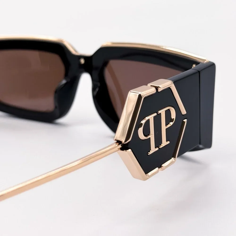 NEW PHILIPP PLEIN ROSE VENUS SPP119M 700G SHINY BLACK MEN SUNGLASSES